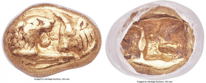 LYDIAN KINGDOM. Croesus (ca. 561-546 BC). AV sixth stater or hecte (8mm, 1.79 gm...