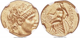 SELEUCID KINGDOM. Antiochus II Theos (261-246 BC). AV stater (19mm, 8.53 gm, 5h). NGC MS 4/5 - 4/5. Aï Khanoum mint. Diademed head of Antiochus I righ...