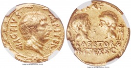 Sextus Pompey, as Imperator (44-36 BC). AV aureus (20mm, 7.84 gm, 3h). NGC Choice VF 4/5 - 2/5. Sicily, 42-40 BC or 37/6 BC. MAG • PIVS •-IMP • ITER, ...