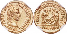 Augustus (27 BC-AD 14). AV aureus (21mm, 7.83 gm, 12h). NGC AU 5/5 - 2/5, edge marks. Lugdunum, 2 BC-AD 4. CΛESΛR ΛVGVSTVS-DIVI F PΛTER PΛTRIΛE, laure...