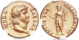 Nero (AD 54-68). AV aureus (18mm, 7.31 gm, 5h). NGC Choice XF 5/5 - 5/5. Rome, ca. AD 64-65. NERO-CAESAR, laureate, bearded head of Nero right / AVGVS...