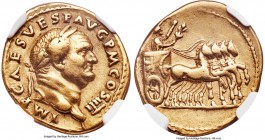 Vespasian (AD 69-79). AV aureus (21mm, 7.13 gm, 6h). NGC Choice VF S 5/5 - 4/5. Rome, AD 72-73. IMP CAES VESP AVG P M COS IIII, laureate head of Vespa...