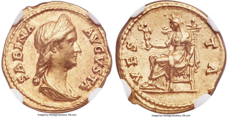Sabina (AD 128-136/7). AV aureus (19mm, 7.01 gm, 5h). NGC Choice AU s 5/5 - 5/5....