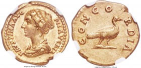 Faustina Junior (AD 147-175). AV aureus (19mm, 7.22 gm, 5h). NGC AU S 5/5 - 5/5, Fine Style. Rome, AD 147-175. FAVSTINA AVG-PII FIL, draped bust of Fa...