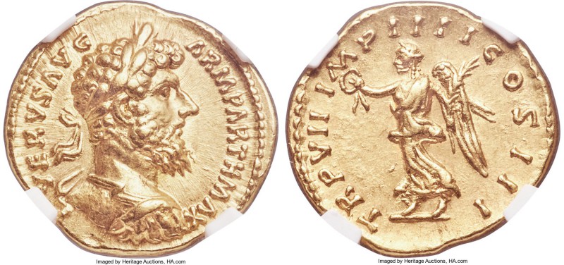 Lucius Verus (AD 161-169). AV aureus (20mm, 7.27 gm, 6h). NGC AU 5/5 - 5/5. Rome...