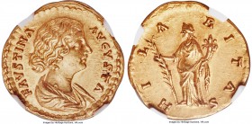 Faustina Junior (AD 147-175/6). AV aureus (20mm, 7.27 gm, 1h). NGC Choice AU s 5/5 - 4/5. Rome, AD 161-176. FAVSTINA-AVGVSTA, draped bust of Faustina ...