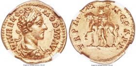 Commodus (AD 177-192). AV aureus (20mm, 7.29 gm, 7h). NGC MS 5/5 - 4/5. Rome, AD 178. L • AVREL • COM-MODVS AVG •, laureate, draped and cuirassed bust...