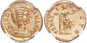 Julia Domna (AD 193-217). AV aureus (19mm, 7.37 gm, 6h). NGC MS 5/5 - 3/5. Rome, AD 194. IVLIA • DO-MNA • AVG, draped bust of Julia Domna right, seen ...