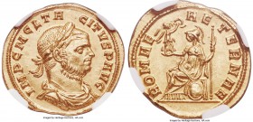 Tacitus (AD 275-276). AV aureus (21mm, 4.31 gm, 5h). NGC MS S 5/5 - 4/5. Rome, October AD 275-July AD 276. IMP C M CL TA-CITVS P AVG, laureate, draped...