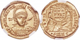 Constantius II, as Augustus (AD 337-361). AV solidus (20mm, 4.50 gm, 2h). NGC Choice MS S 5/5 - 4/5. Sirmium, AD 351-355. FL IVL CONSTAN-TIVS PERP AVG...