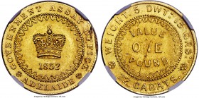 South Australia. British Colony - Victoria gold "Adelaide" Pound 1852 MS63 NGC, KM2, Fr-3. Type II reverse. This very rare type was issued by the Gove...