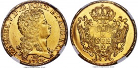João V gold 12800 Reis (Dobra) 1732-M MS62 NGC, Minas Gerais mint, KM139, LMB-O288, Russo-288. An outstanding specimen showing rich, harvest-gold colo...