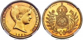 Pedro II gold 10000 Reis 1839 AU58 NGC, KM451, Russo-620. Mintage: 567. Impressively struck and reflective in the fields with orange and reddish tone ...