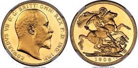 Edward VII gold Specimen Sovereign 1908-C SP64 NGC, Ottawa mint, KM14, Fr-1. Mintage of only 636 pieces, all of which are Specimen strikings. With a g...