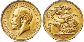George V gold Sovereign 1916-C MS61 NGC, Ottawa mint, KM20. Mintage: approx. 20 known pieces. Struck in the midst of WWI and bearing a small mintage a...