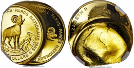 Elizabeth II Mint Error gold Proof "National Parks" 100 Dollars 1985 PR68 Ultra Cameo NGC, KM144. Double Struck, and rather dramatically so. This gold...