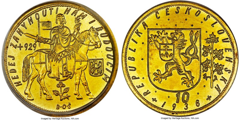 Republic gold 10 Dukatu 1936 MS64 PCGS, KM14, Fr-4. Mintage: 1,239. Bordering on...
