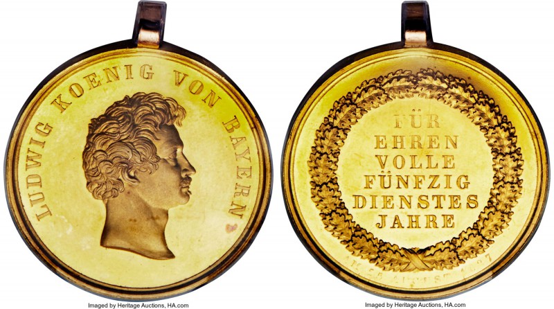 Bavaria. Ludwig I gold Specimen Service Medal 1827 SP63 PCGS, Wittelsbach-2636. ...