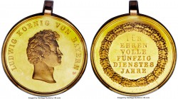 Bavaria. Ludwig I gold Specimen Service Medal 1827 SP63 PCGS, Wittelsbach-2636. 34.07gm. A most pleasing 10 times ducat weight medal awarded for a ful...