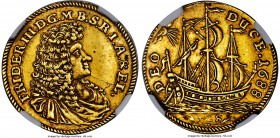 Brandenburg. Friedrich III gold Ducat 1688-LCS AU55 NGC, Berlin mint, KM543, Fr-2285 (under Prussia). 3.46gm. An impressive trade coin for use in Guin...