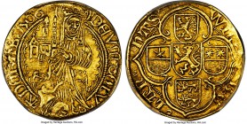 Hesse-Cassel. Wilhelm II (1493-1509) Goldgulden 1506 AU58+ PCGS, Fr-1235. Of exceptional rarity, one of the final Hessian coins produced before Philip...