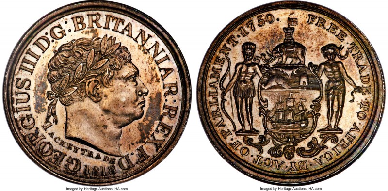 British Outpost. George III Proof Ackey 1818 PR64 NGC, Heaton mint, KM9, Dav-36....