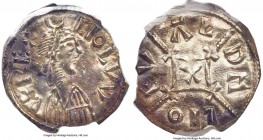 Kings of Mercia. Ceolwulf II (874-880) Penny ND AU Details (Planchet Flaw) PCGS, London, Liofvald as moneyer, cross-and-lozenge type, S-944, North-429...