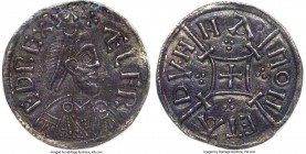 Kings of Wessex. Ælfred the Great (871-899) Penny ND MS62 PCGS, uncertain mint (London or Canterbury), Dunna as moneyer, cross-and-lozenge type, S-105...