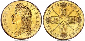 James II gold 5 Guineas 1686 AU58 NGC, KM460.1, S-3396. SECVNDO edge, denoting the second year of James's reign. Certainly not an offering to be taken...