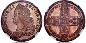 George II Proof 1/2 Crown 1746 PR65 NGC, KM584.2, S-3696. An exceptional survivor from England's first Proof Set, 100 of which were produced for the b...