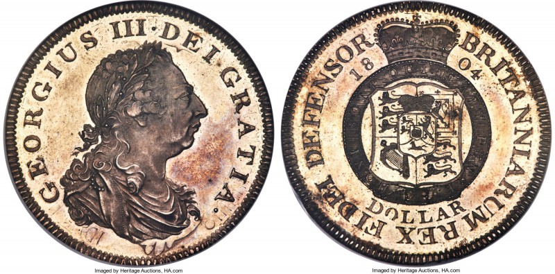 George III silver Proof Pattern "Garter" Dollar 1804 PR66 NGC, KM-Pn66, ESC-182,...