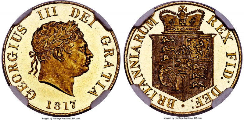 George III gold Proof 1/2 Sovereign 1817 PR63 Ultra Cameo NGC, KM673, S-3786, W&...