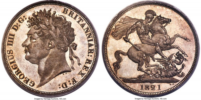 George IV Crown 1821 MS66+ PCGS, KM680.1, S-3805, ESC-2310. A joy to behold, thi...