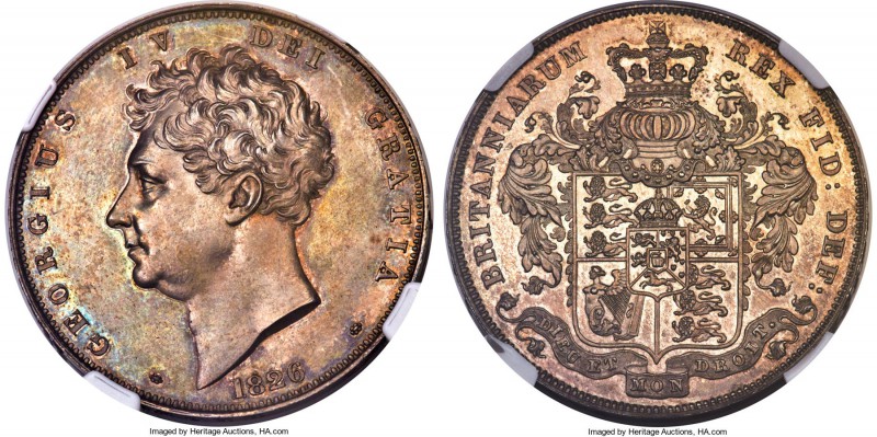 George IV Proof Crown 1826 PR63 NGC, KM699, S-3806. SEPTIMO edge. An enticing sp...