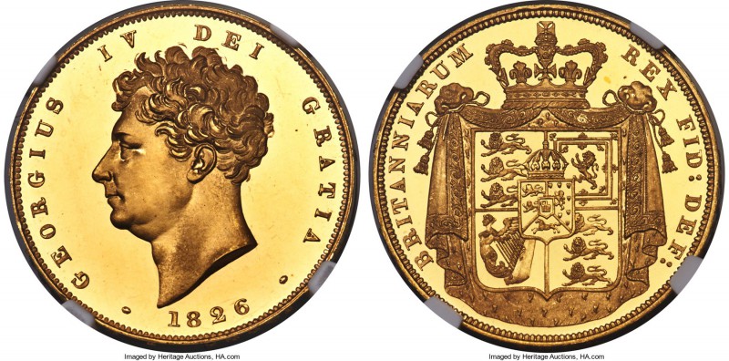 George IV gold Proof 2 Pounds 1826 PR65 Ultra Cameo NGC, KM701, S-3799. An immen...