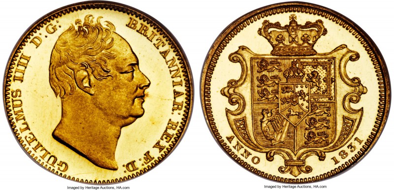 William IV gold Proof 1/2 Sovereign 1831 PR64 NGC, KM716, S-3830, W&R-267 (R3). ...