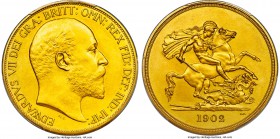 Edward VII gold Matte Proof 5 Pounds 1902 PR63+ PCGS, KM807, S-3966. Edward VII's coronation Proof Set was notable in that each coin received a matte ...