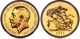George V gold Proof 5 Pounds 1911 PR64+ Cameo NGC, KM822, S-3994, W&R-414. A superb example of this massive 1911 5 Pound issue, offered solely in Proo...