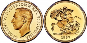 George VI gold Proof 5 Pounds 1937 PR63 Ultra Cameo NGC, KM861, S-4074. The largest denomination of the 1937 coronation Proof Set, and presented here ...
