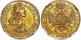 Leopold I gold 5 Ducat 1667-KB AU Details (Repaired, Whizzed) NGC, Kremnitz mint, KM-A186, Fr-121. Of remarkable rarity, this beautiful 5 Ducat piece ...