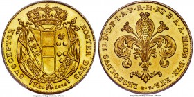 Tuscany. Leopold II gold 80 Fiorini 1828 MS62 PCGS, Florence mint, KM-C78. The final year from this two-year type and a popular large-size gold denomi...