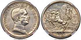 Vittorio Emanuele III silver Prova 5 Lire 1914-R MS62 NGC, Rome mint, KMPR21, Pag-221. An exquisite Pattern in silver, delicately lit with a frosty wh...