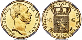 Willem II gold 10 Gulden 1842 MS64 NGC, Utrecht mint, KM71, Fr-333. Fleur de lis privy mark. An engaging issue at every level, with a hint of rose-col...