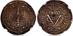 Dutch Colony. United East India Company 24 Stuivers (1/2 Crown) 1645 XF45 NGC, KM33, Scholten-14 (RRR), Mailliet-13.2. Batavia emergency coinage with ...