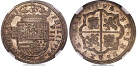 Philip II 8 Reales 1591/0-(Aqueduct) MS66 NGC, Segovia mint, Cayon-4021, Cal-223. A magnificent gem whose mere existence almost staggers comprehension...