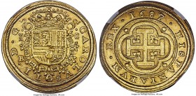 Charles II gold 8 Escudos 1687/3-BR AU58 NGC, Segovia mint, KM197, Onza-145 (Rare). During this time period, and particularly towards the end of the 1...