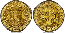 Philip V gold 8 Escudos 1704 S-P MS64 S NGC, Seville mint, KM260, Fr-247. "8 P 8 S" type. The single highest graded specimen of this variety by either...