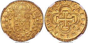 Philip V gold 8 Escudos 1713 S-M MS64 NGC, Seville mint, KM260, Canyon-9941, Fr-247. A exquisitely choice representative and among the elite in this c...