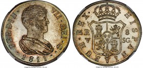 Ferdinand VII 8 Reales 1811 V-SG MS65 NGC, Valencia mint, KM455.2, Cal-667. An astounding gem crown from this scarce mint that was clearly placed asid...