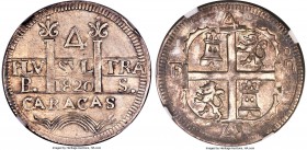 Caracas. Republic 4 Reales 1820-BS AU Details (Cleaned) NGC, KM-C7.2. A fortunate encounter in any condition and almost unbelievable in this exception...